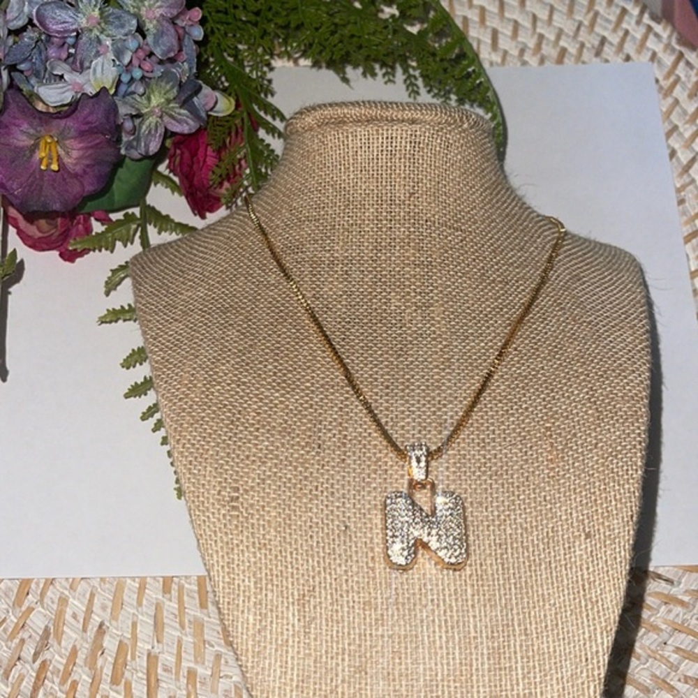 Stainless Steel‎ Color Gold Initial Necklace N